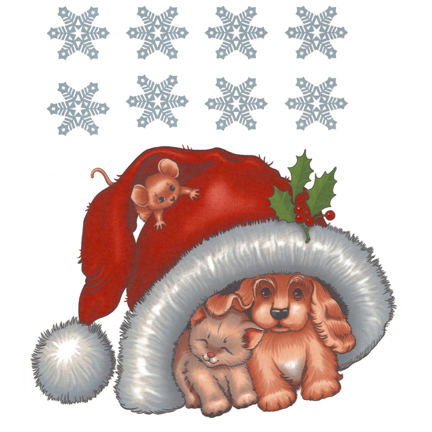Christmas Puppy Kitten Helpers Overglaze Ceramic Decals