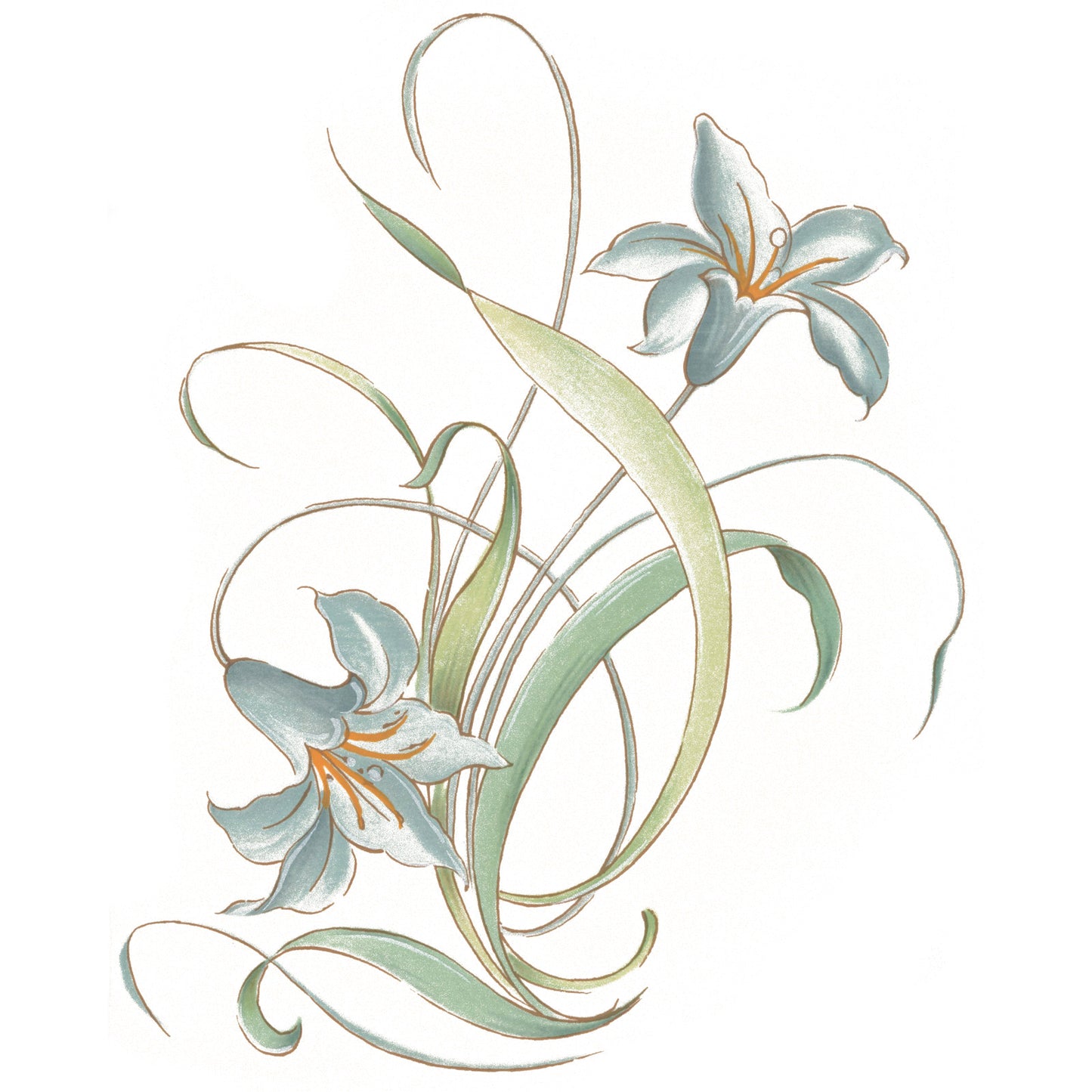 Flowers Blue Day Lily Overglaze Ceramic Decals