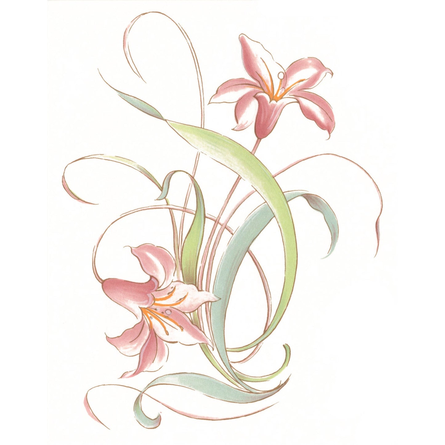 Flowers Peach Day Lily Overglaze Ceramic Decals
