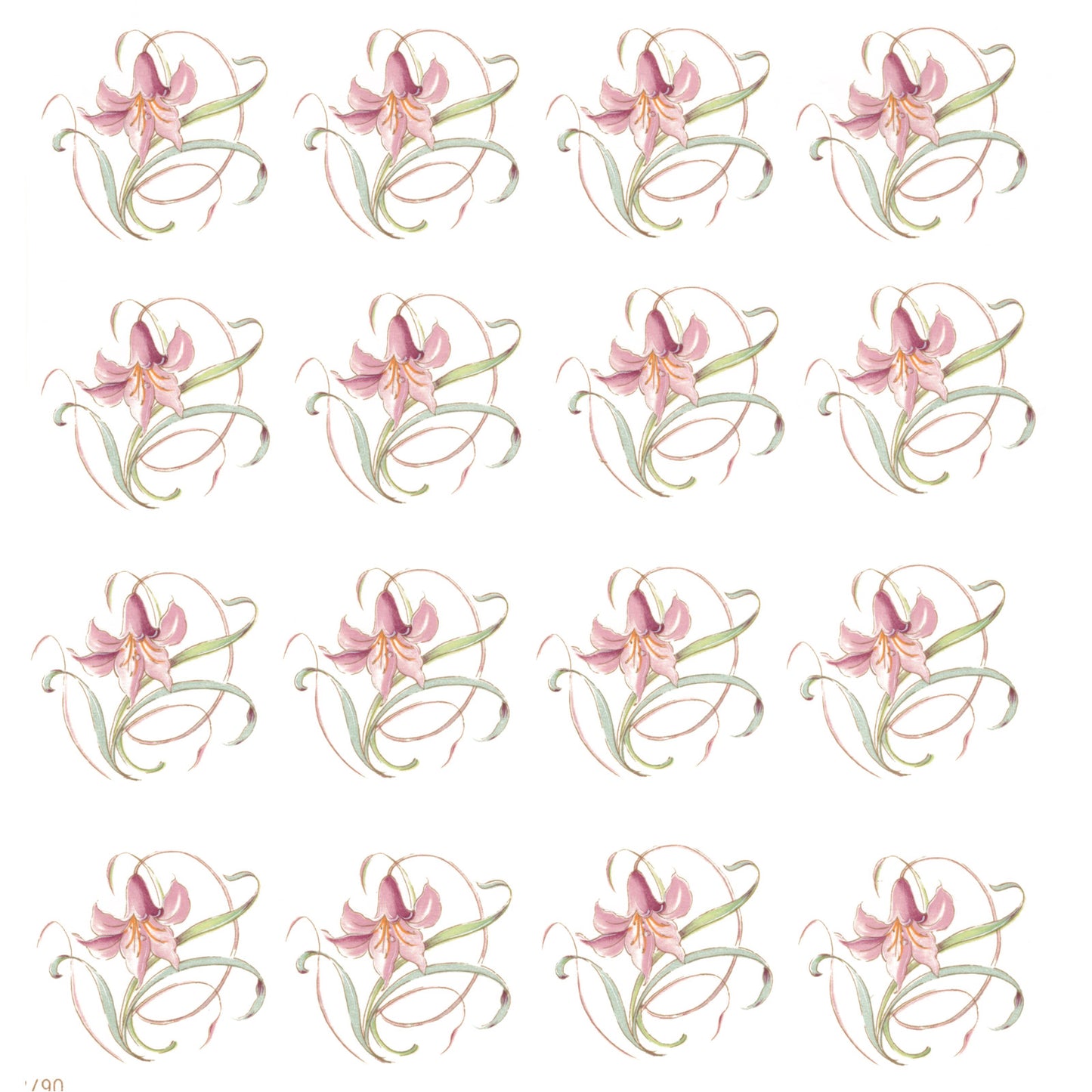 Flowers Pink Lady Lily Overglaze Ceramic Decals