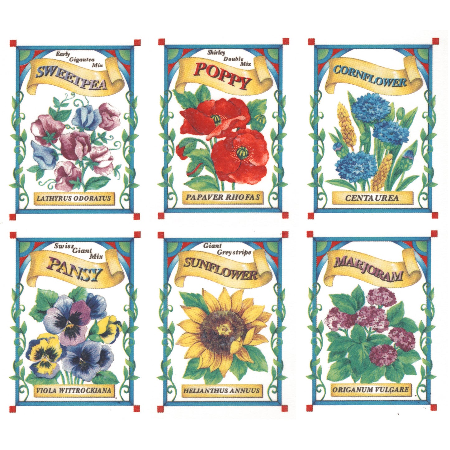 Flowers Seed Packets Overglaze Ceramic Decals