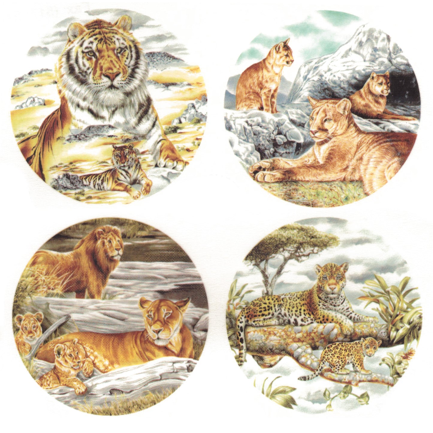 Kenya Wild Cats Round Overglaze Waterslide Ceramic Decals