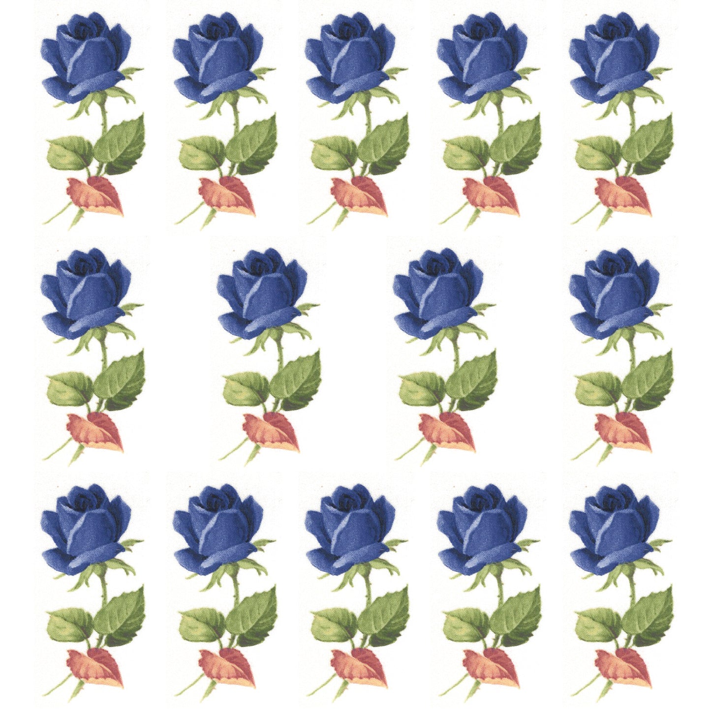 Blue White Rose Flower Singles Overglaze Waterslide Ceramic Decals