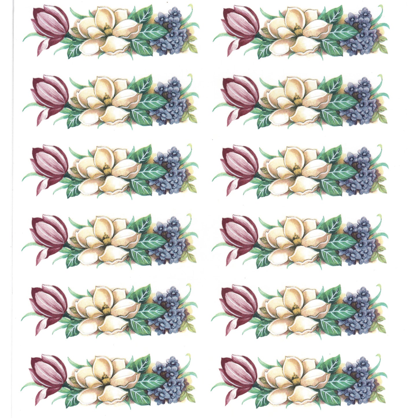 Magnolia and Forget Me Not 4 Inch 14 pcs Overglaze Ceramic Decals