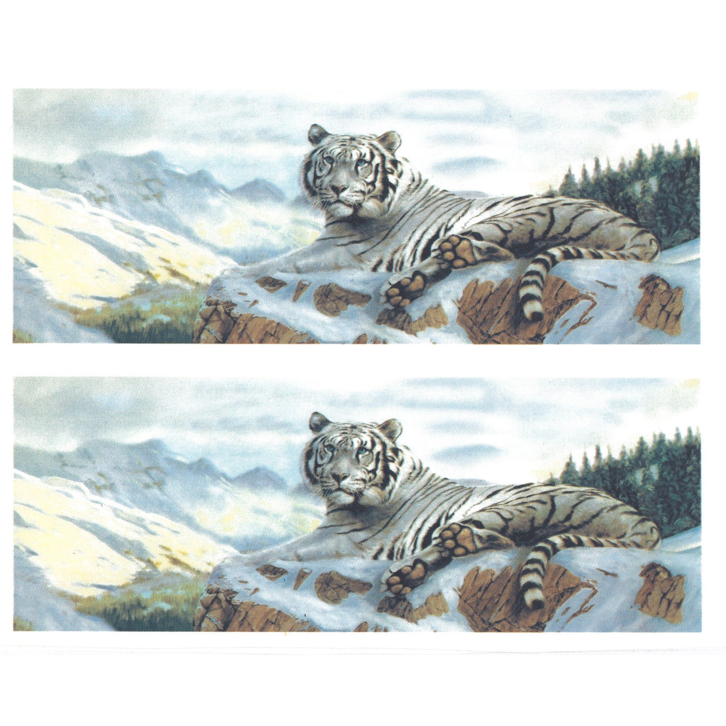 White Tiger Mug Wrap 8 Inch 2 pc Overglaze Ceramic Decals