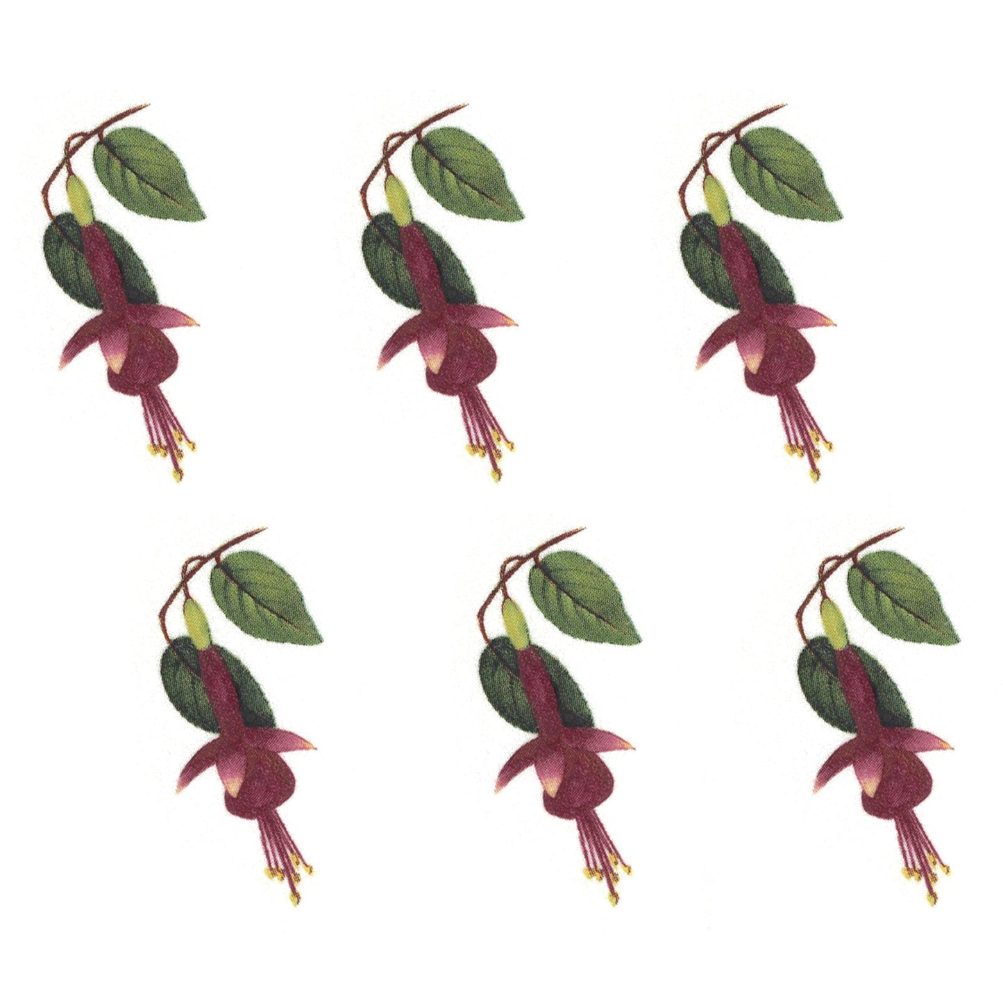 Fuchsia Golden Flower Bits Overglaze Ceramic Decals