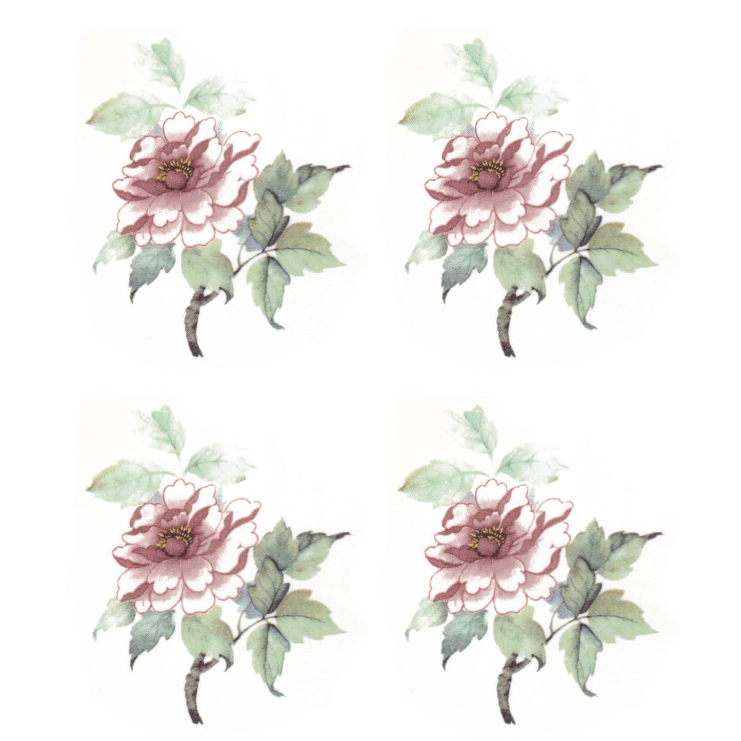 Flowers Pink Peony Overglaze Ceramic Decals
