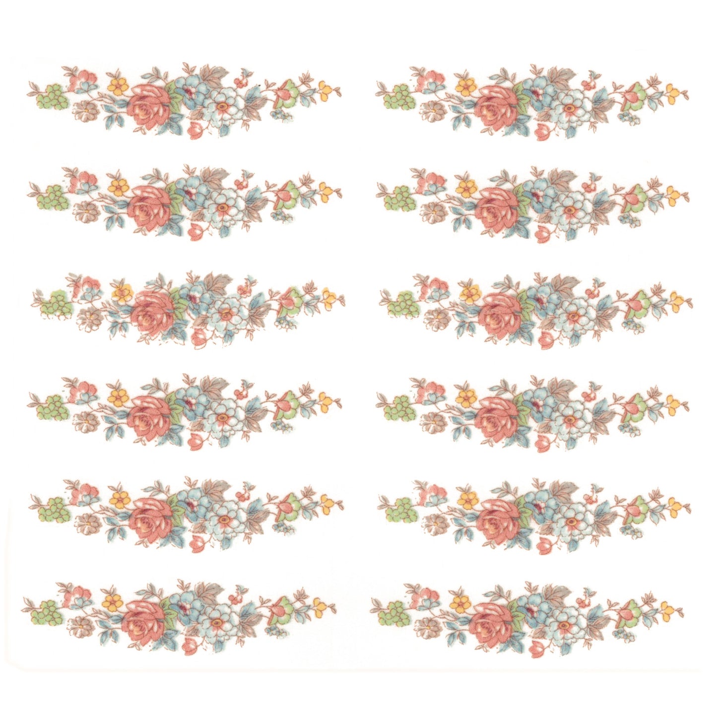Flowers Pink Blue Yellow Overglaze Ceramic Decals