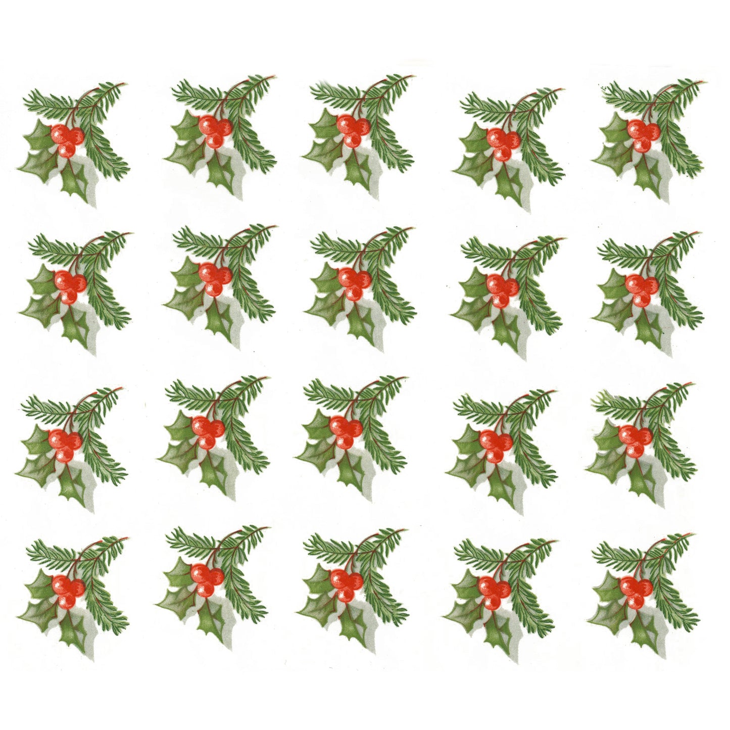 Christmas Pine Holly Berry Overglaze Ceramic Decals