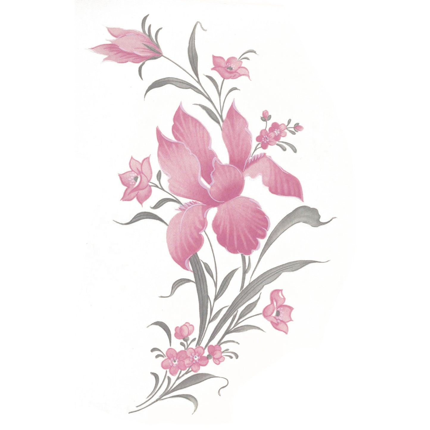 Flowers Pink Iris Overglaze Ceramic Decals