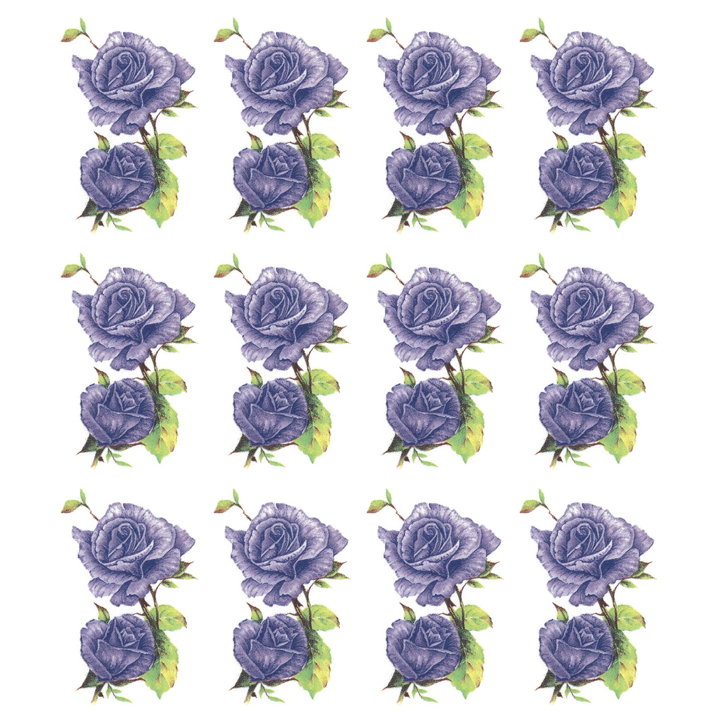 Purple Lavender Rose Flowers 12 pcs 1.5 Inch Overglaze Waterslide Ceramic Decals
