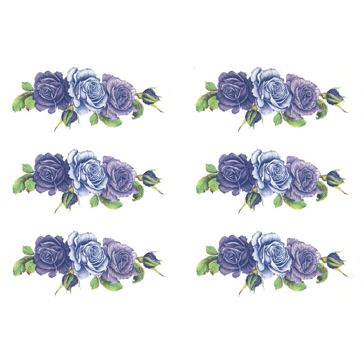 Purple Lavender Rose Flowers F 6 pcs 2.5 Inch Overglaze Waterslide Ceramic Decals