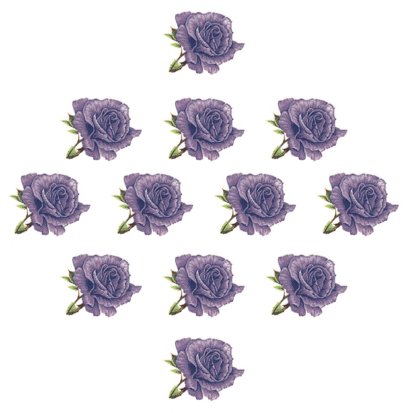 Purple Lavender Rose Flowers G 12 pcs 0.75 Inch Overglaze Waterslide Ceramic Decals