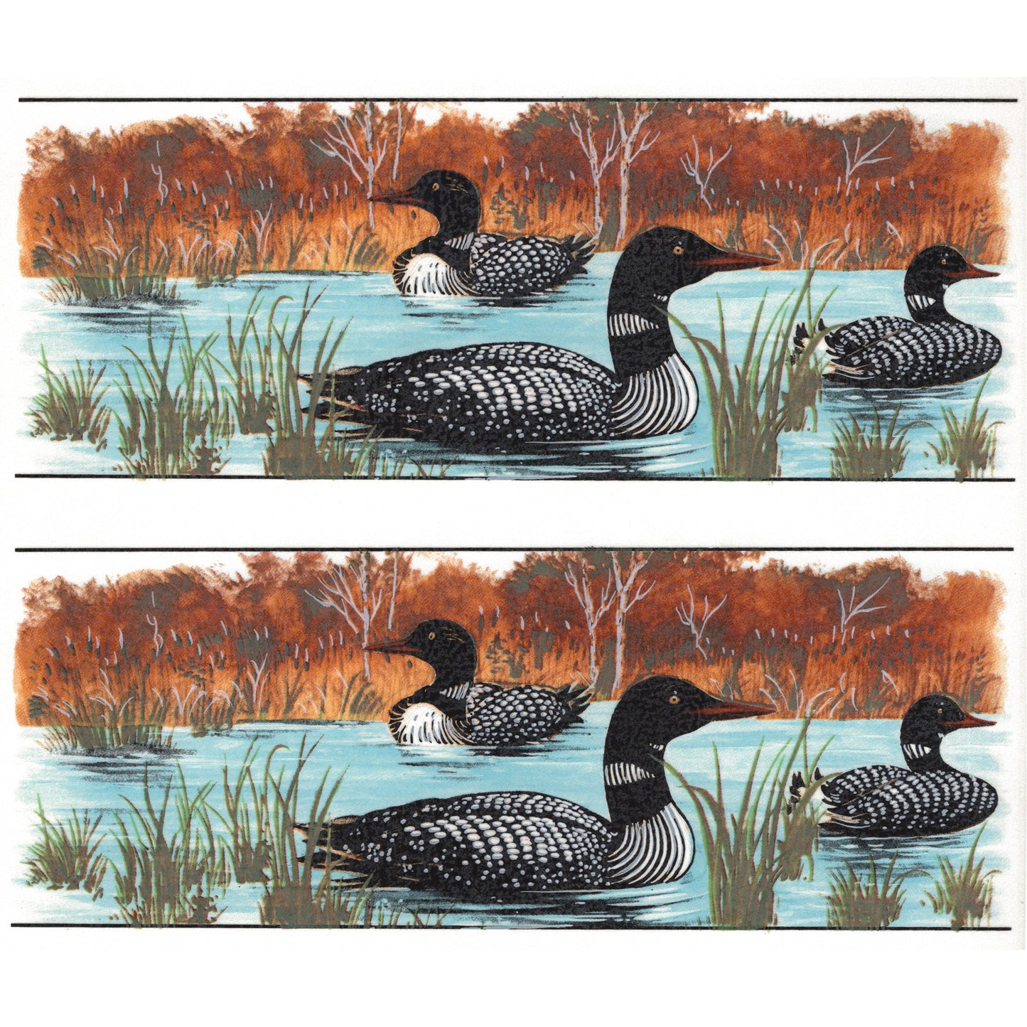 Loons on a Lake in Fall Mug Wraps Overglaze Ceramic Decals