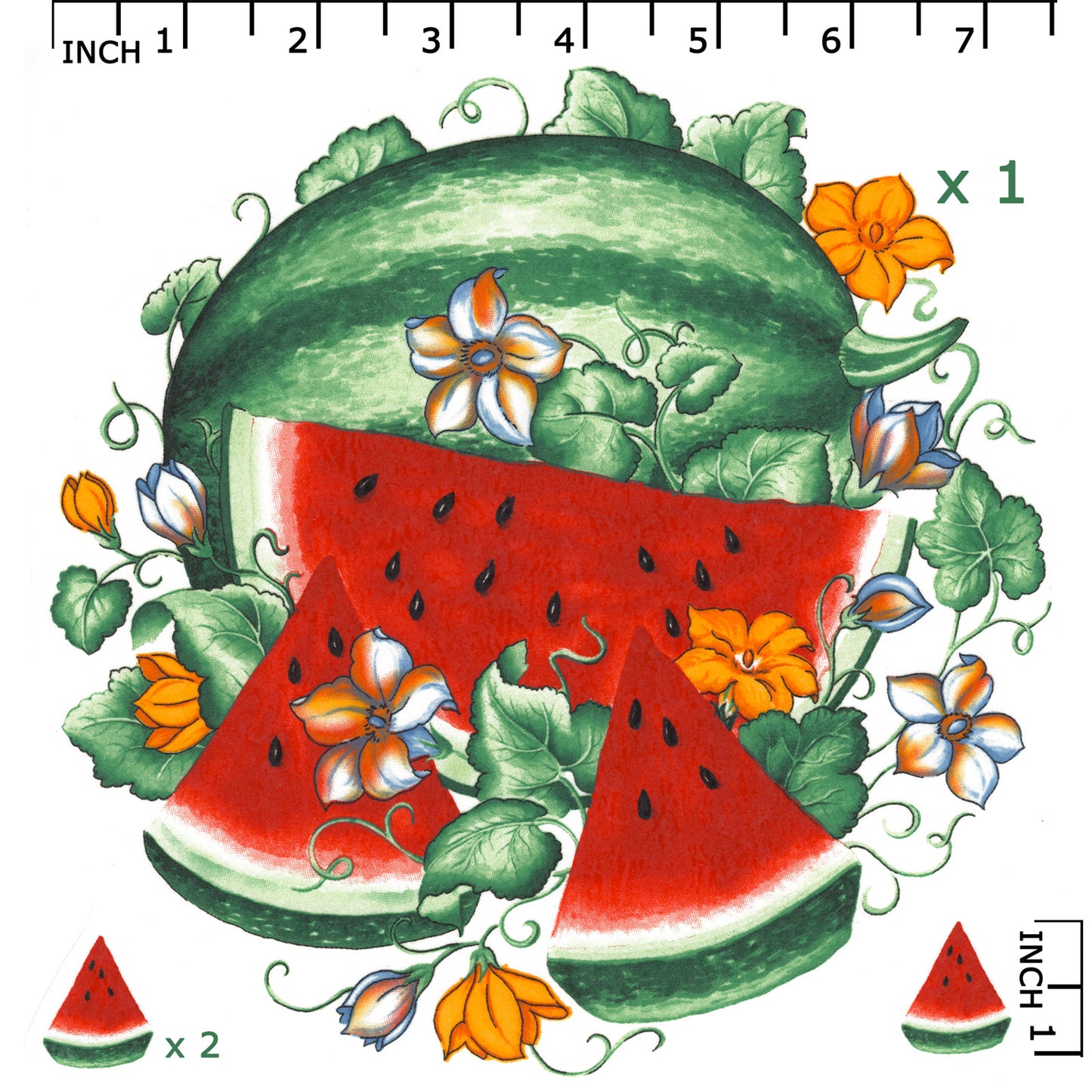 Watermelon Garden 7.5 Inch Overglaze Waterslide Ceramic Decal