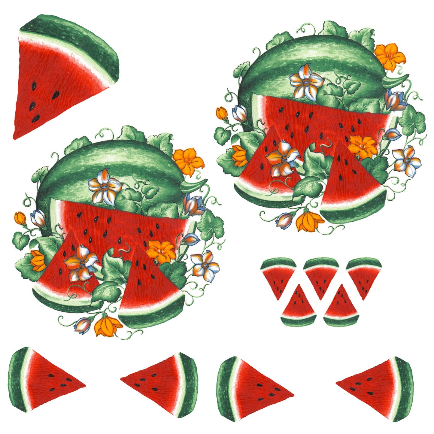 Watermelon Garden Sheet 14 pcs Overglaze Waterslide Ceramic Decal