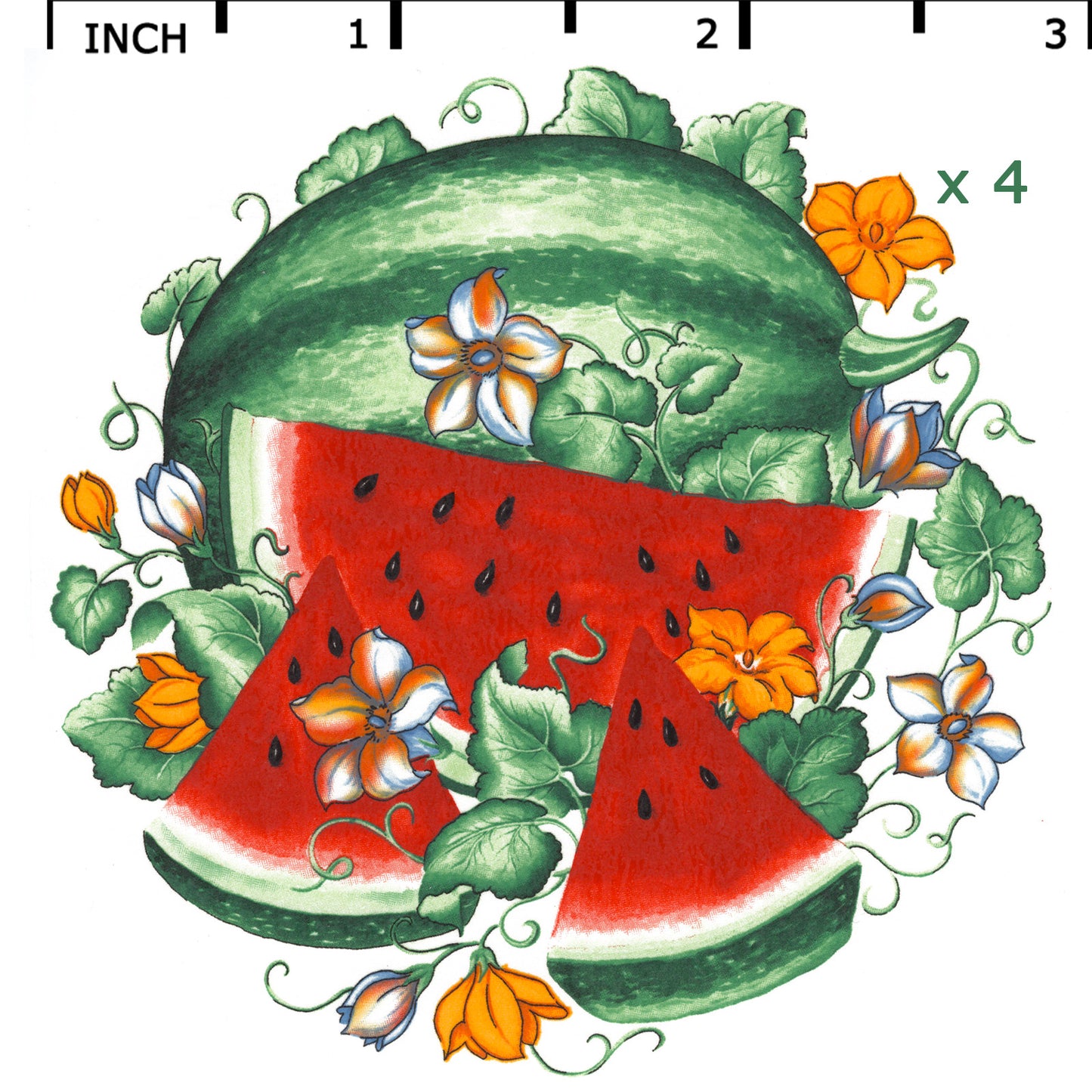 Watermelon Garden 2.75 Inch Overglaze Waterslide Ceramic Decal