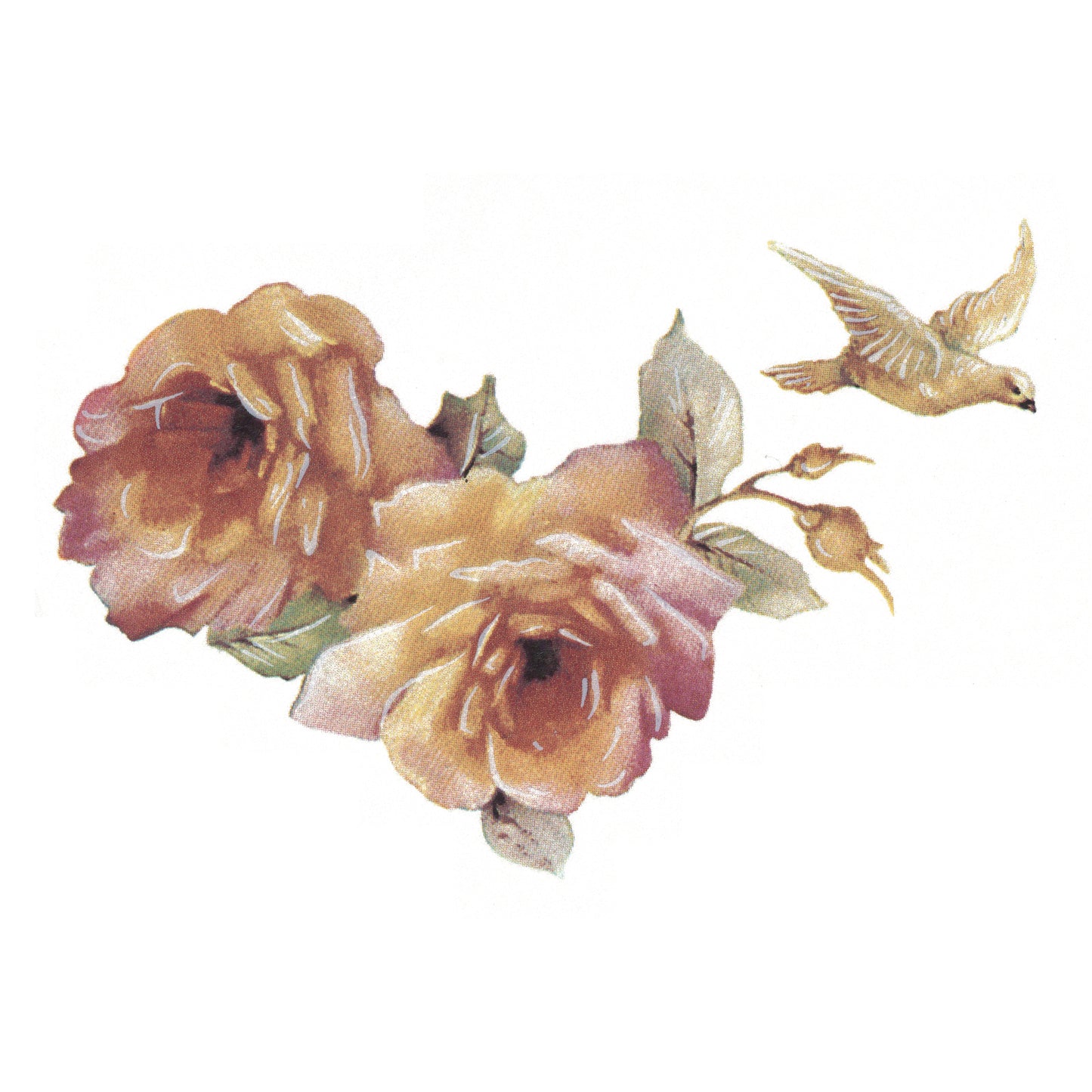 Pink Rose and Dove Overglaze Waterslide Ceramic Decals