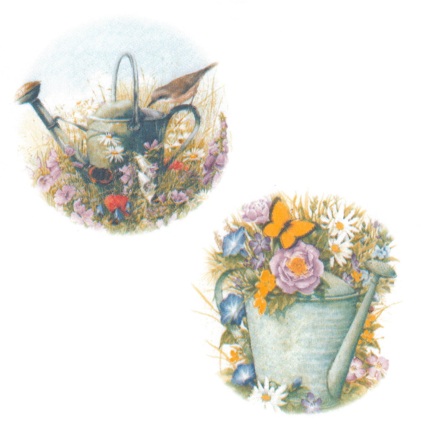 Garden Watering Can Pair Overglaze Waterslide Ceramic Decals
