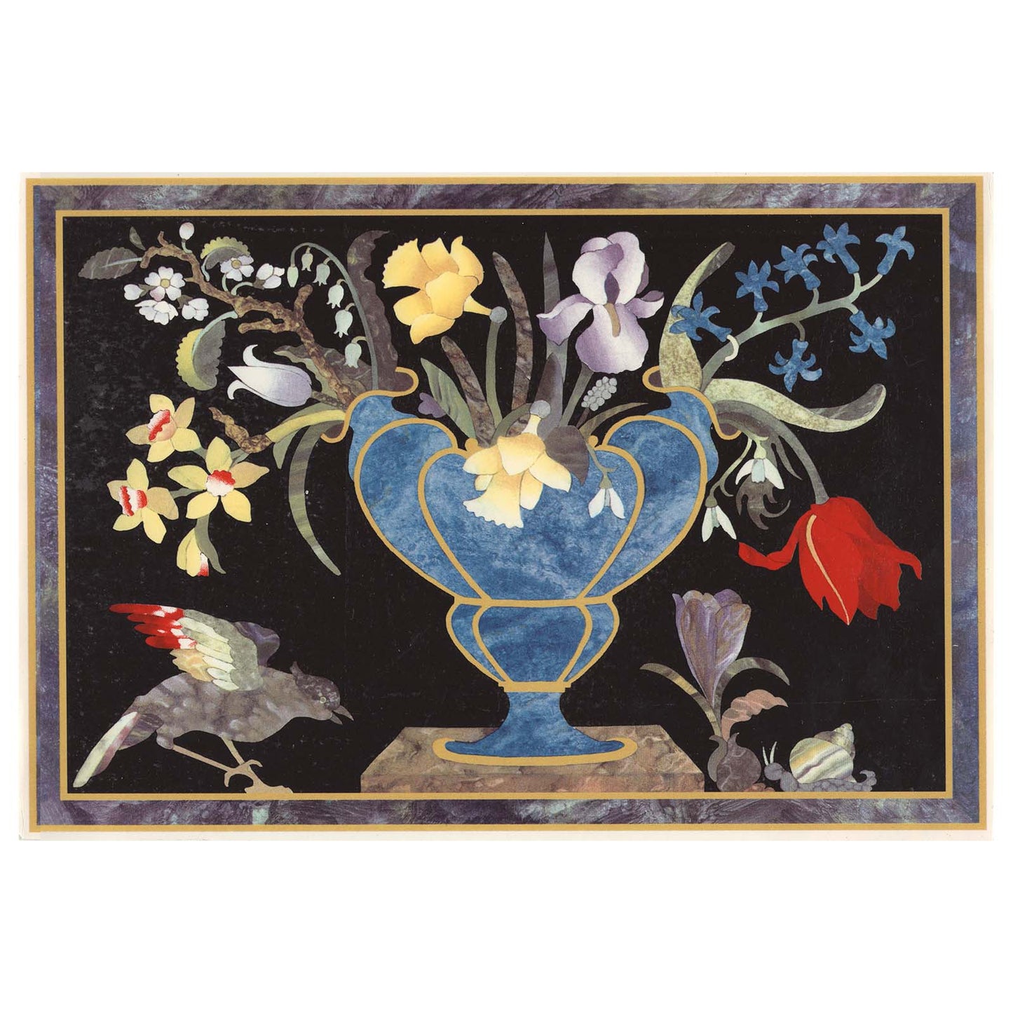 Venus Blue Flower Vase Tray 12 Inch Overglaze Waterslide Ceramic Decals