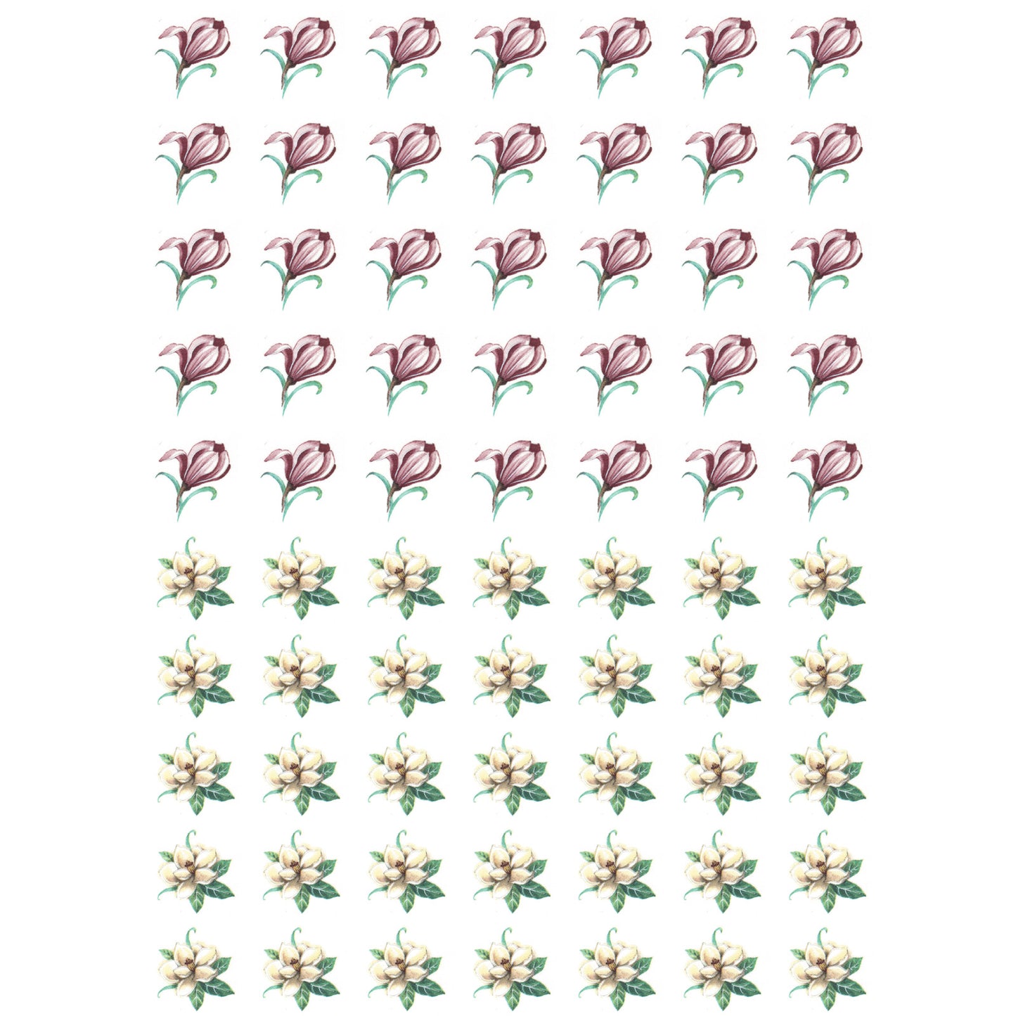 Magnolia and Forget Me Not Buds 1 Inch 70 pcs Overglaze Ceramic Decals