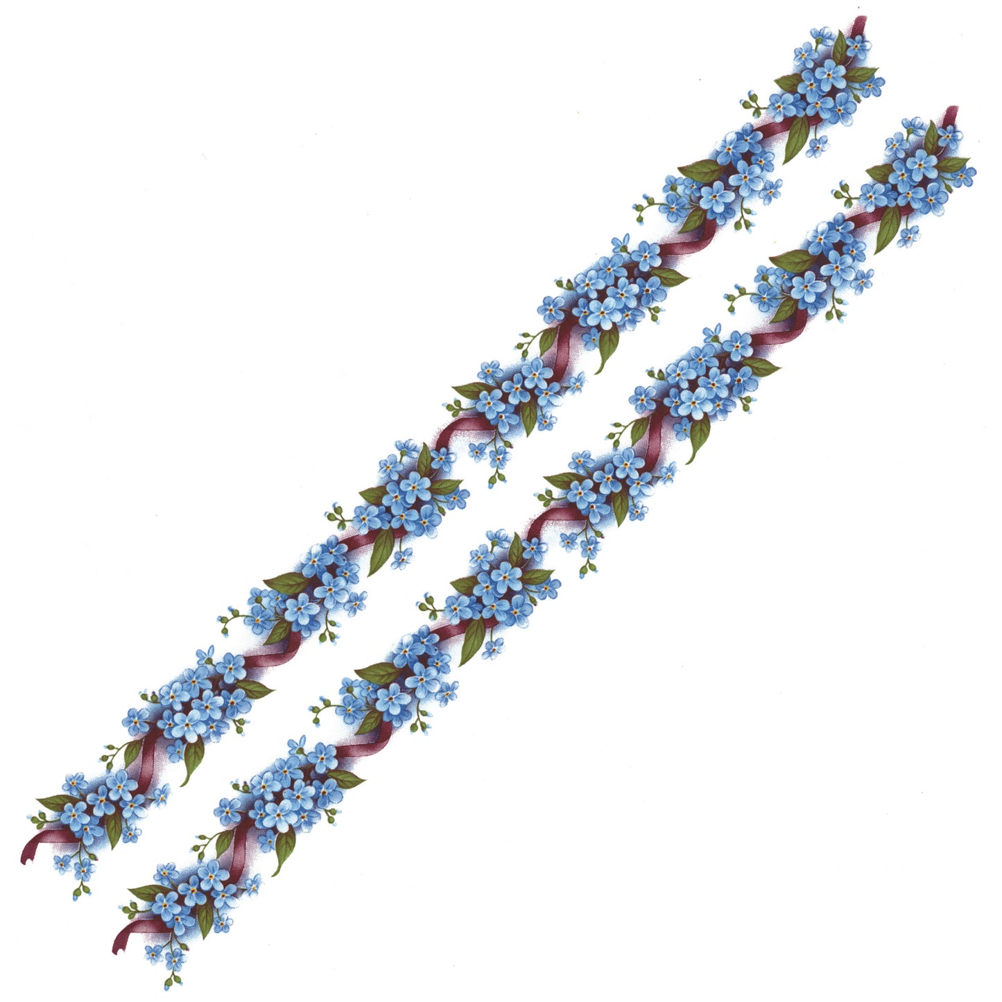 Forget Me Not Knot Blue Flowers Borders Overglaze Waterslide Ceramic Decals