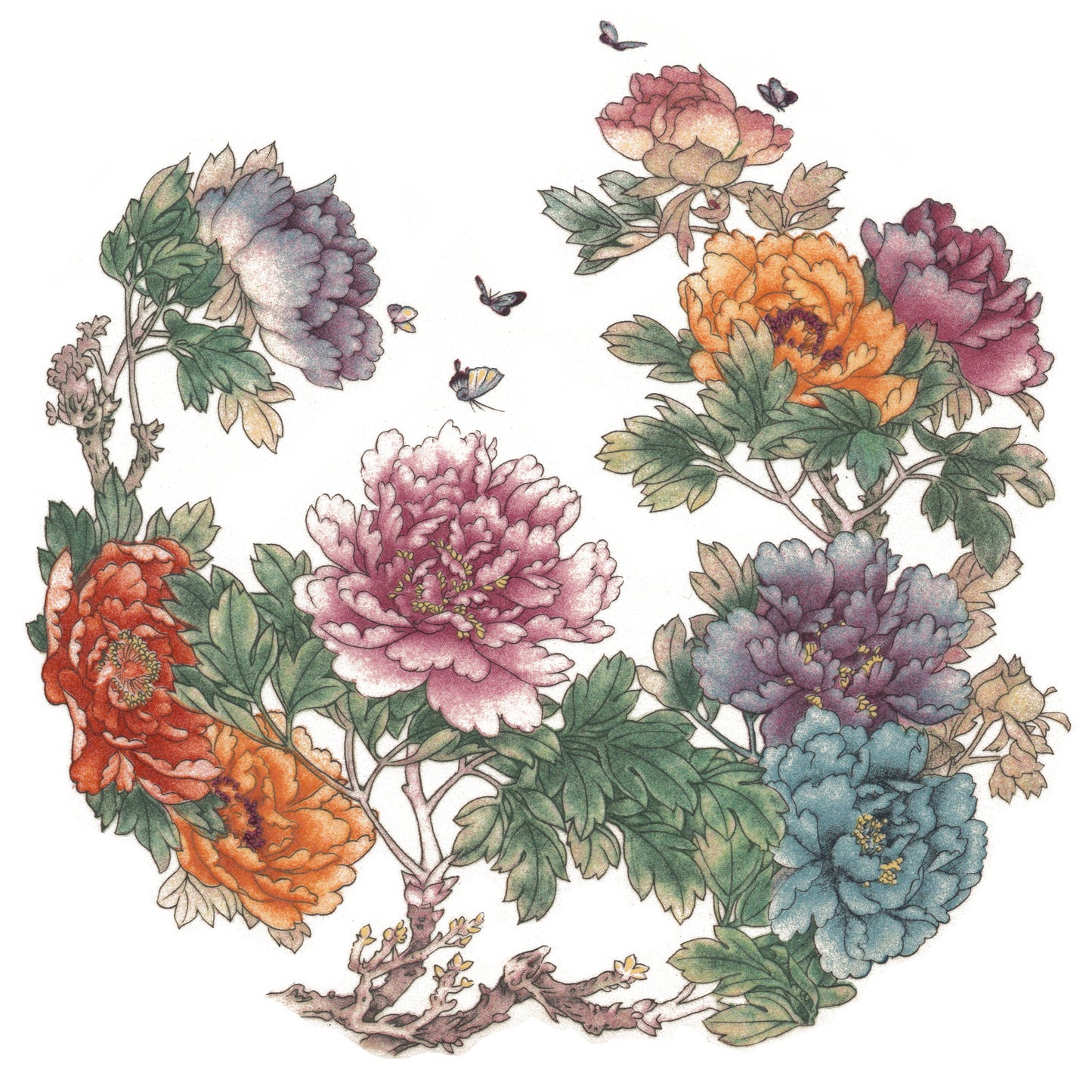 Vintage Floral Bouquet Bright Tones Overglaze Waterslide Ceramic Decals