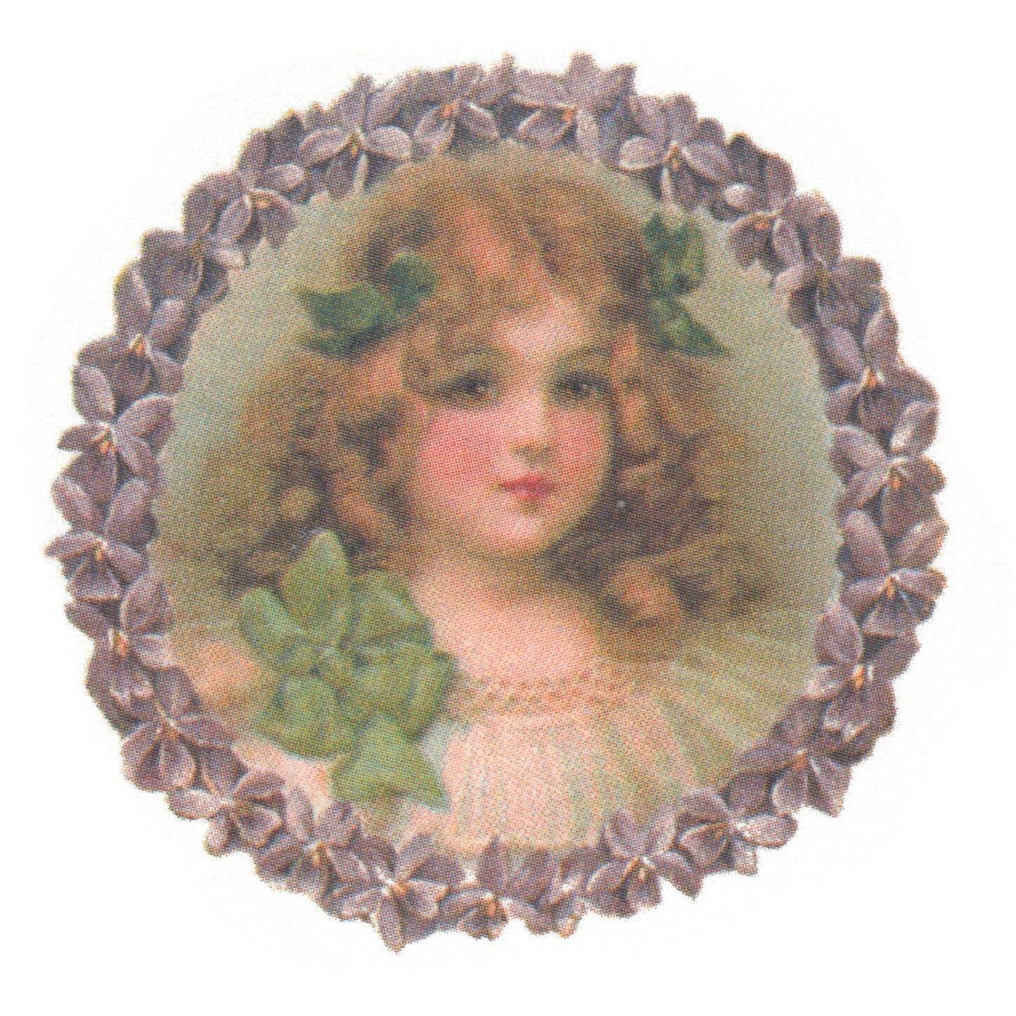 Irish Lass Girl with Border Overglaze Ceramic Decals