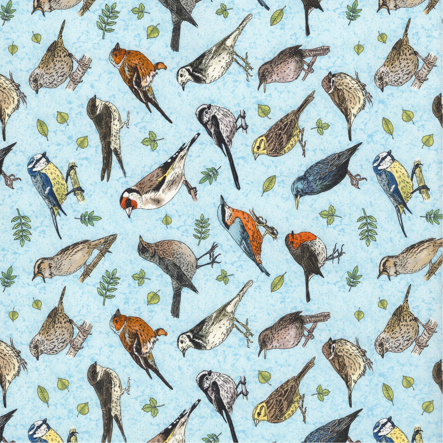 Allover Chintz Bird Song Blue Background 9 x 13.5 Inch Ceramic Decal Sheet