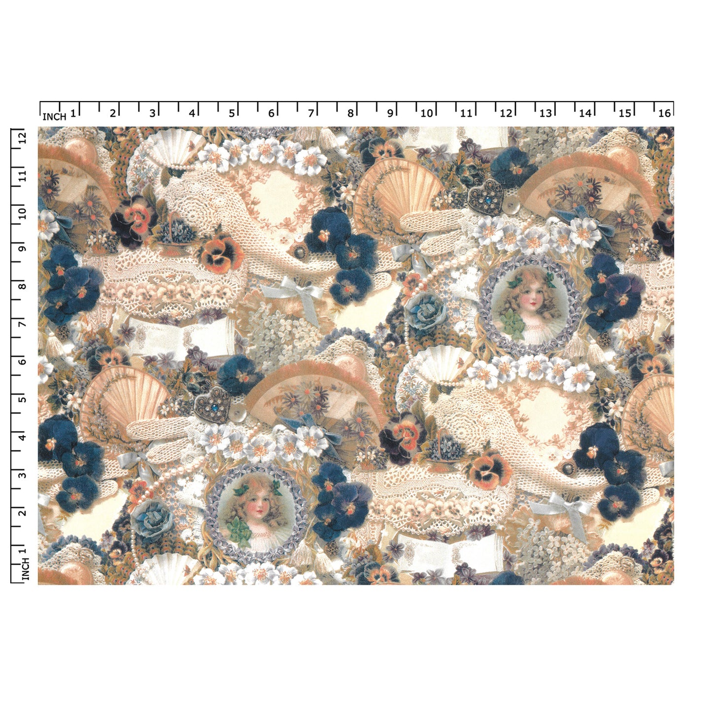 Allover Chintz Irish Lass 16 x 12 Inch Overglaze Ceramic Decal Sheet