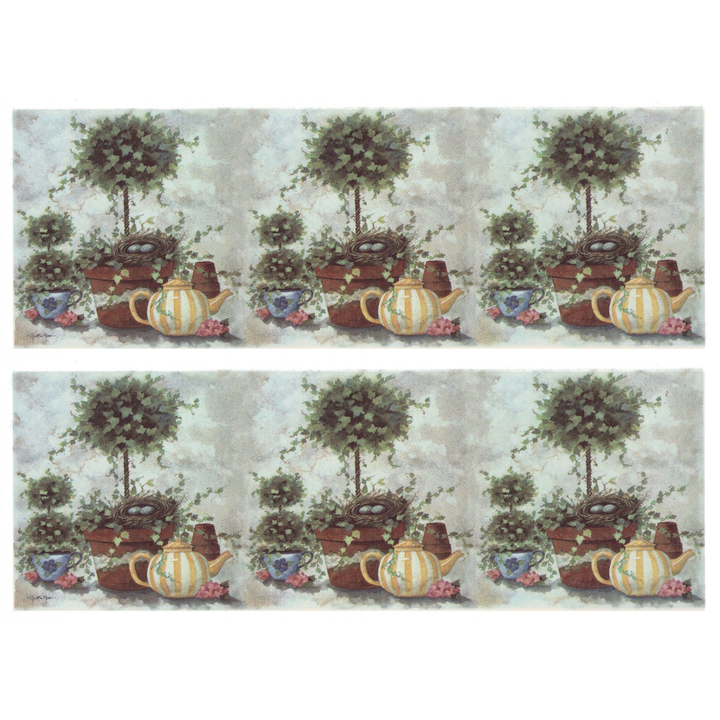 Topiary Bird Nest Mug Wrap 8 Inch 2 pcs Overglaze Ceramic Decals