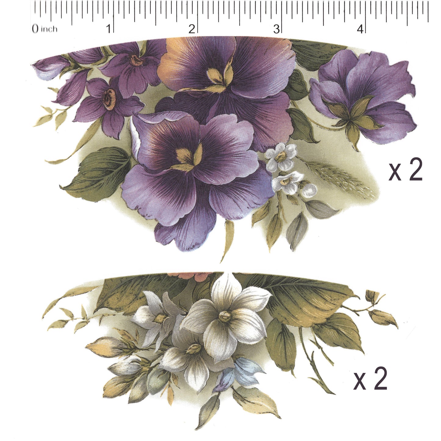 Summer Flower Teacup Wrap A 4 pcs 5 Inch Overglaze Waterslide Ceramic Decals