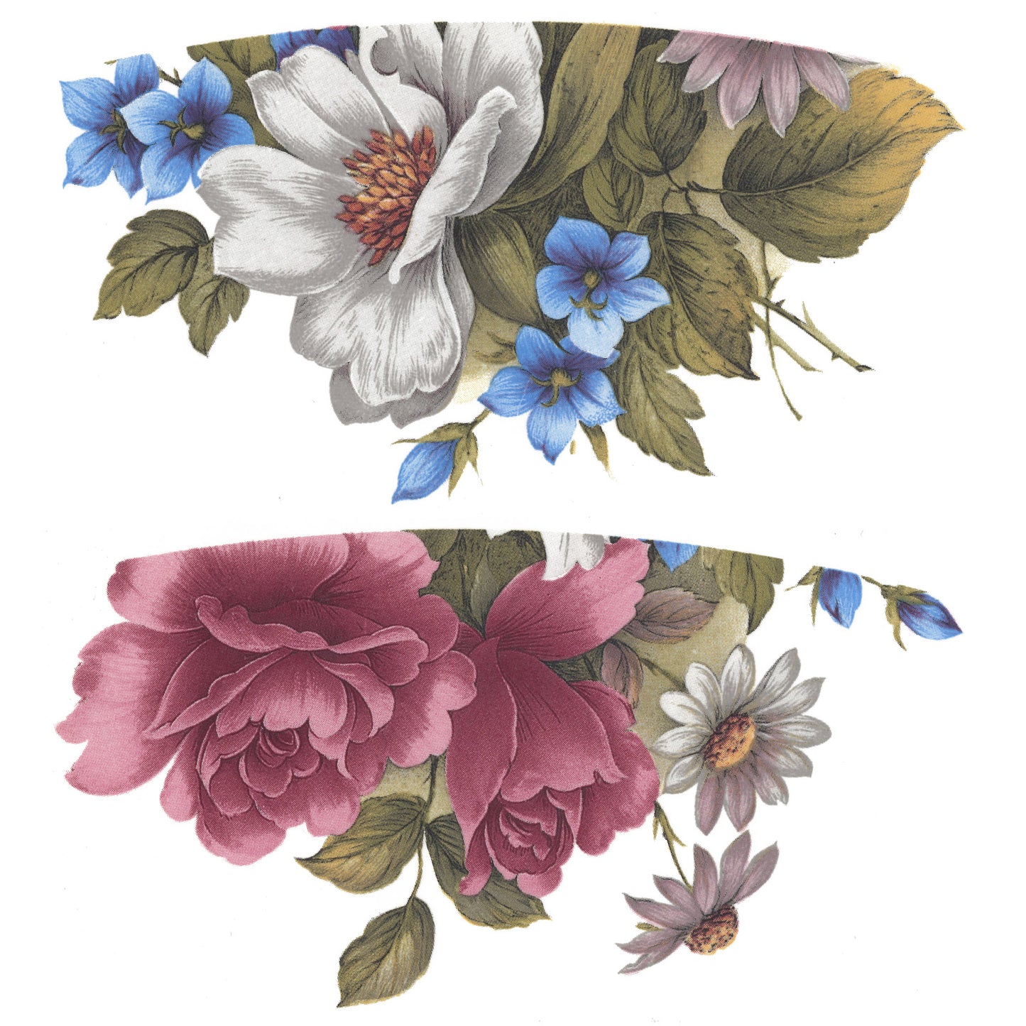 Summer Flower Teacup Wrap B 4 pcs 5 Inch Overglaze Waterslide Ceramic Decals