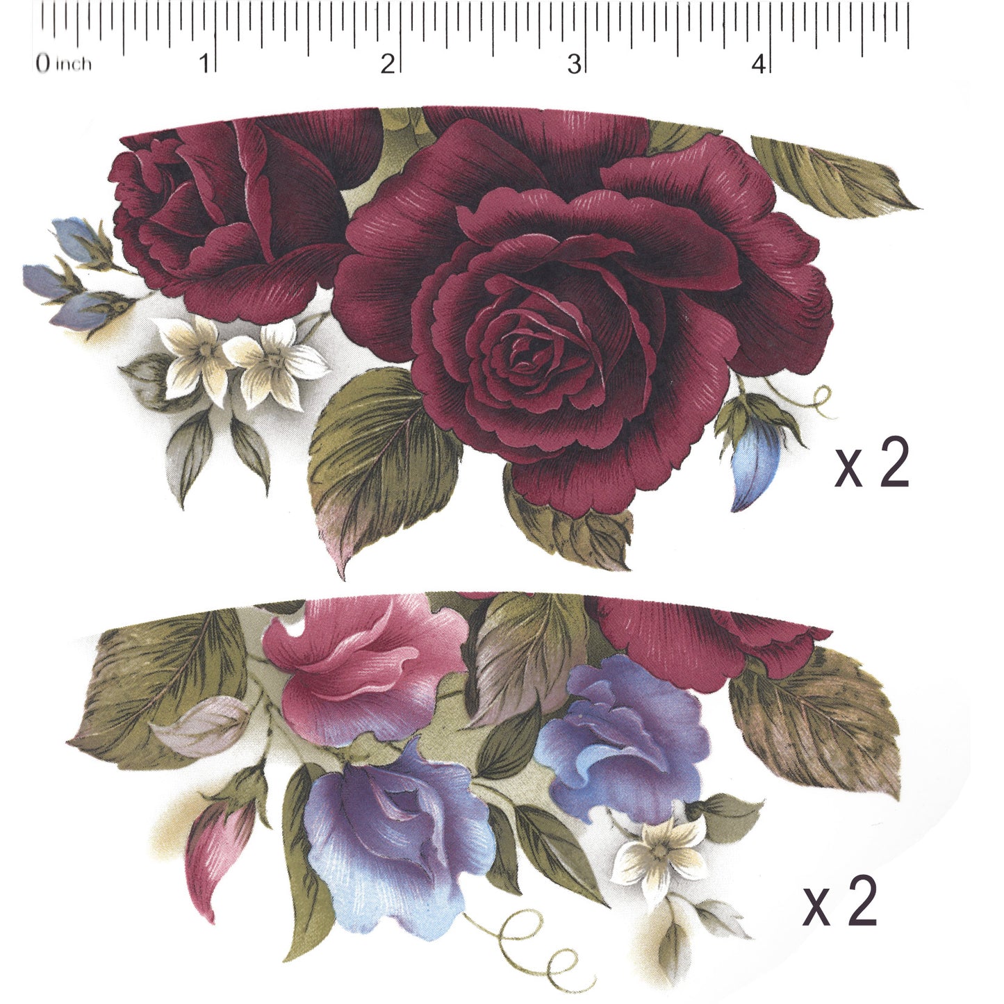 Summer Flower Teacup Wrap C 4 pcs 5 Inch Overglaze Waterslide Ceramic Decals