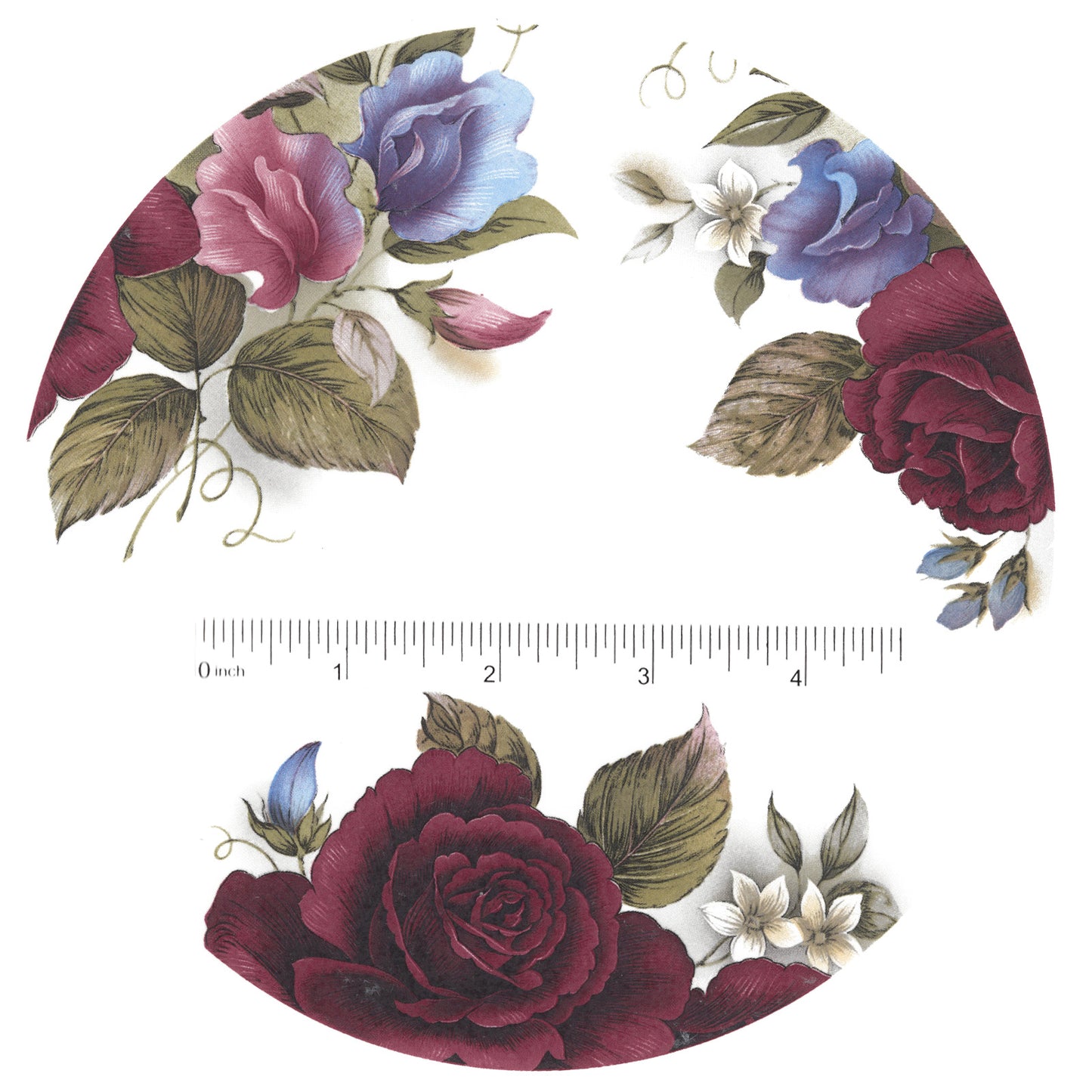 Summer Flower Saucer Wrap C 3 pcs 5 Inch Overglaze Waterslide Ceramic Decals