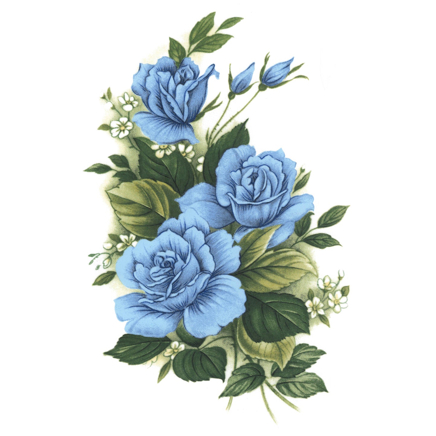Blue Rose Flower Spray Overglaze Waterslide Ceramic Decals