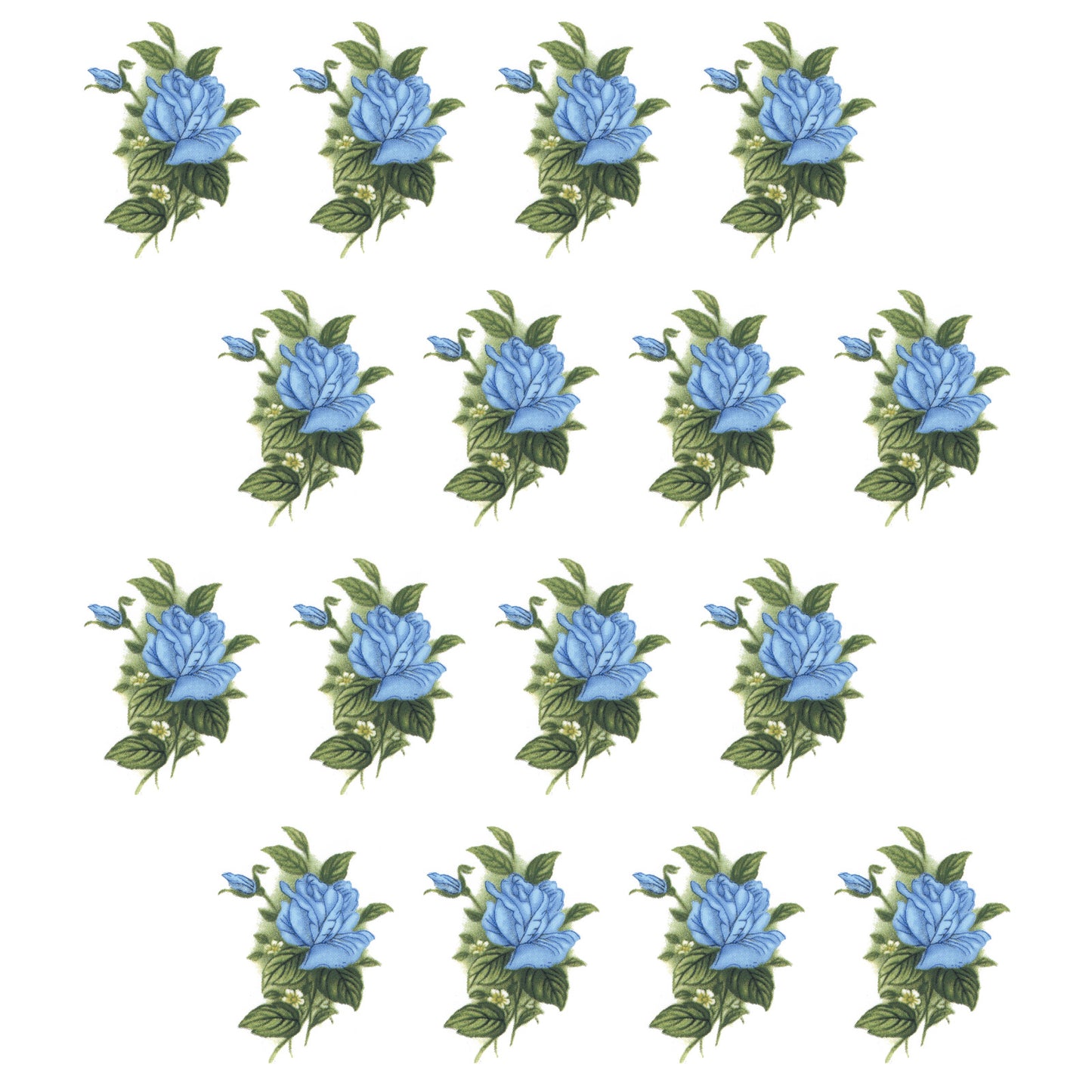 Blue Rose Flower Spray 1.75 Inch 12 pcs Overglaze Waterslide Ceramic Decals