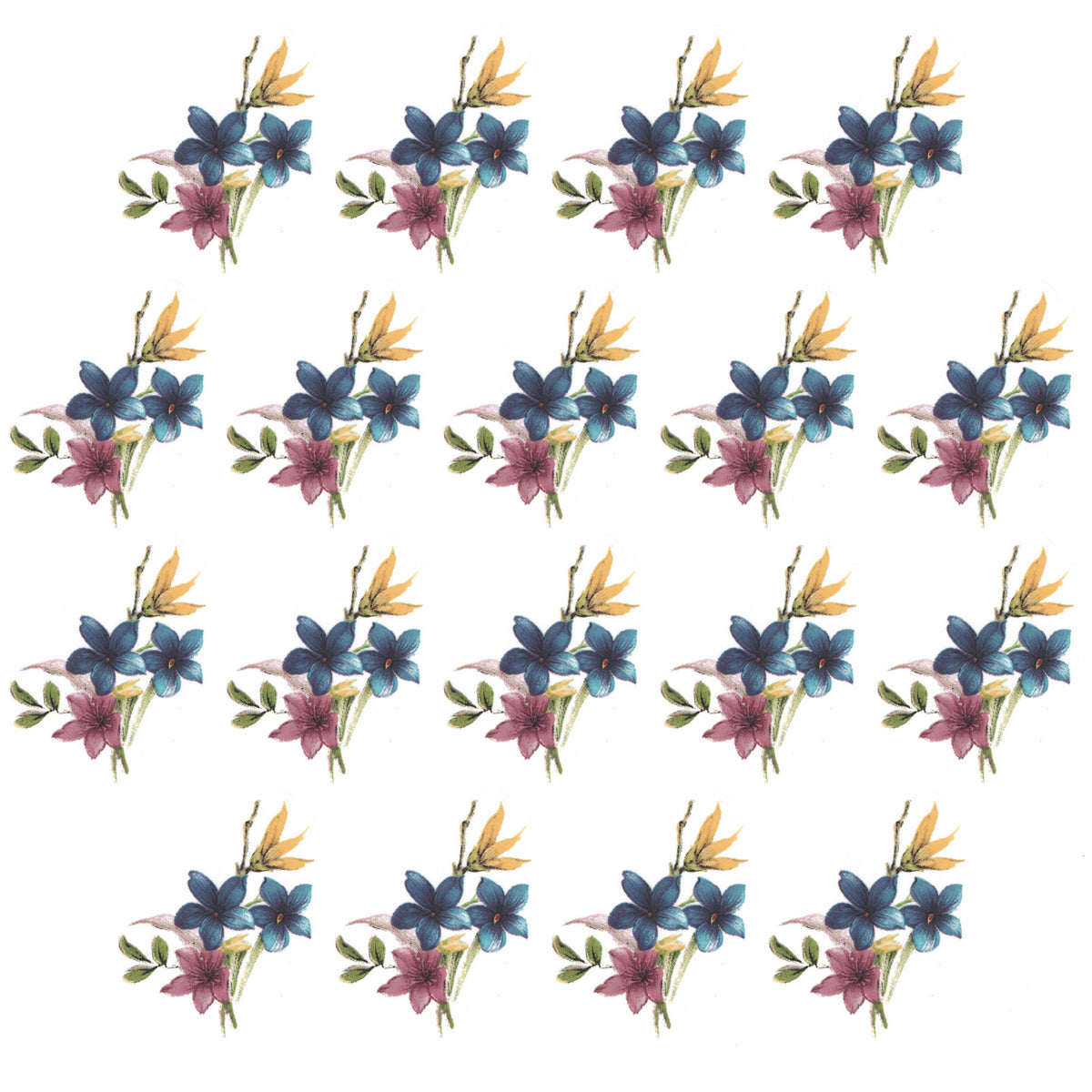 Spring Flower Small Bouquets 16 pcs 1.5 Inch Overglaze Ceramic Decals