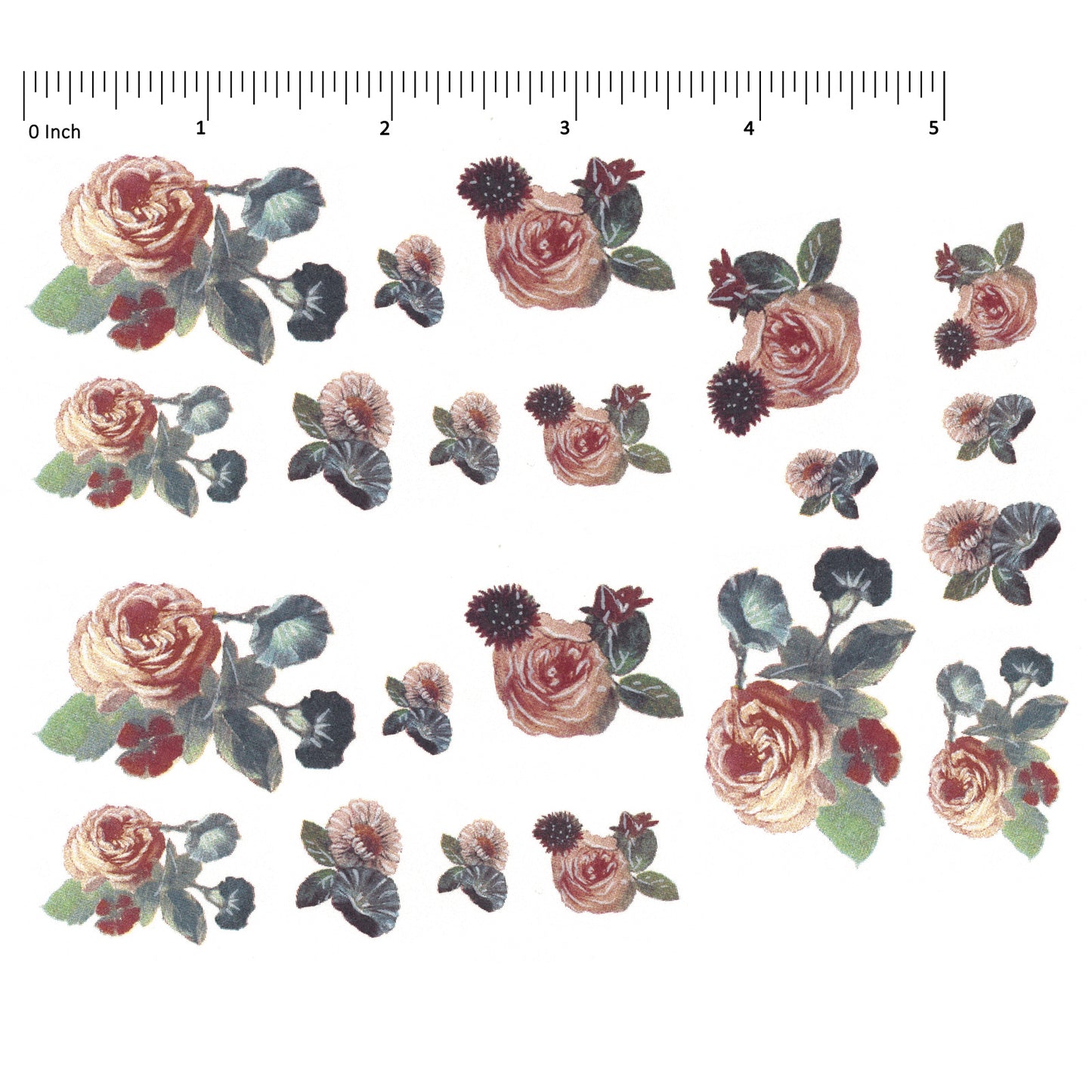 Pink Roses and Bits 21 pcs Overglaze Ceramic Decals