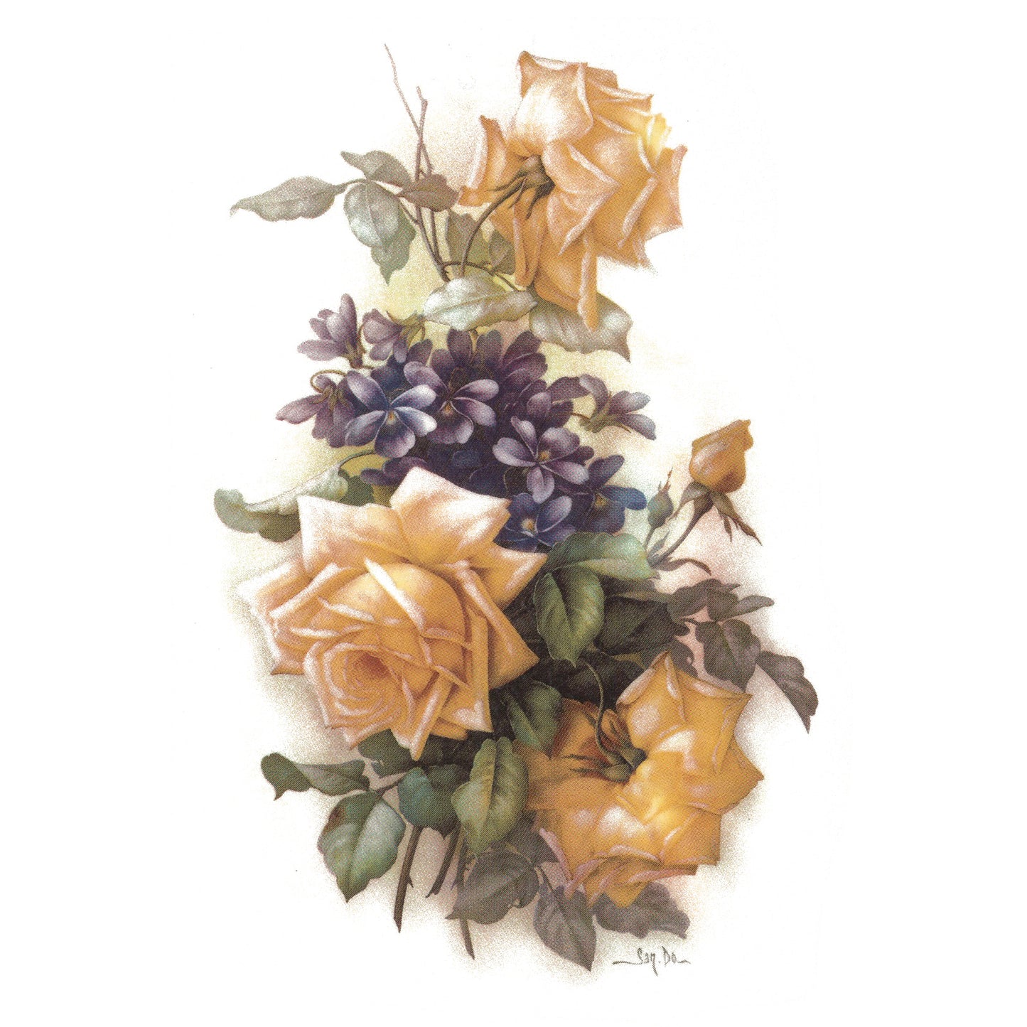 San Do Yellow Rose Flower Waterslide Ceramic Decals