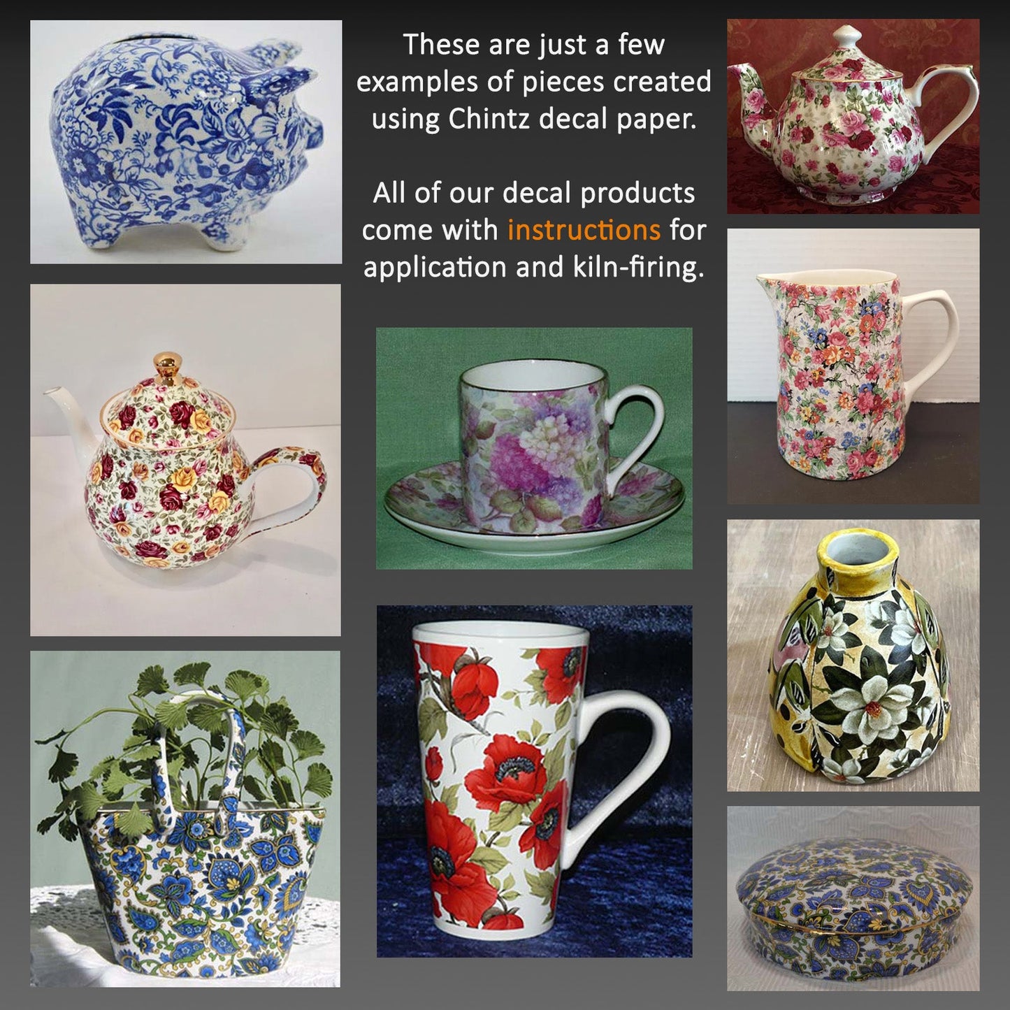 Allover Sweet Pea Chintz 1 pc 9 x 13.5 Inch Overglaze Ceramic Decal Sheet