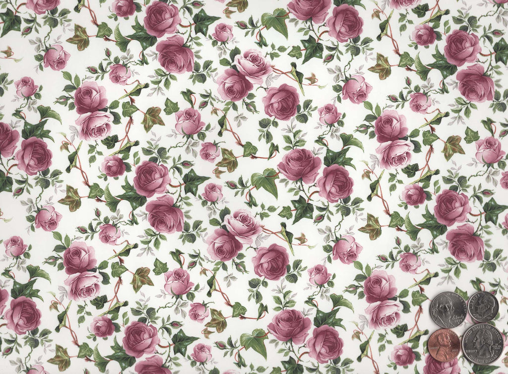 Allover Pink Rose Chintz 1 pc 9" X 13-3/4" Overglaze Ceramic Decal Sheet 2737
