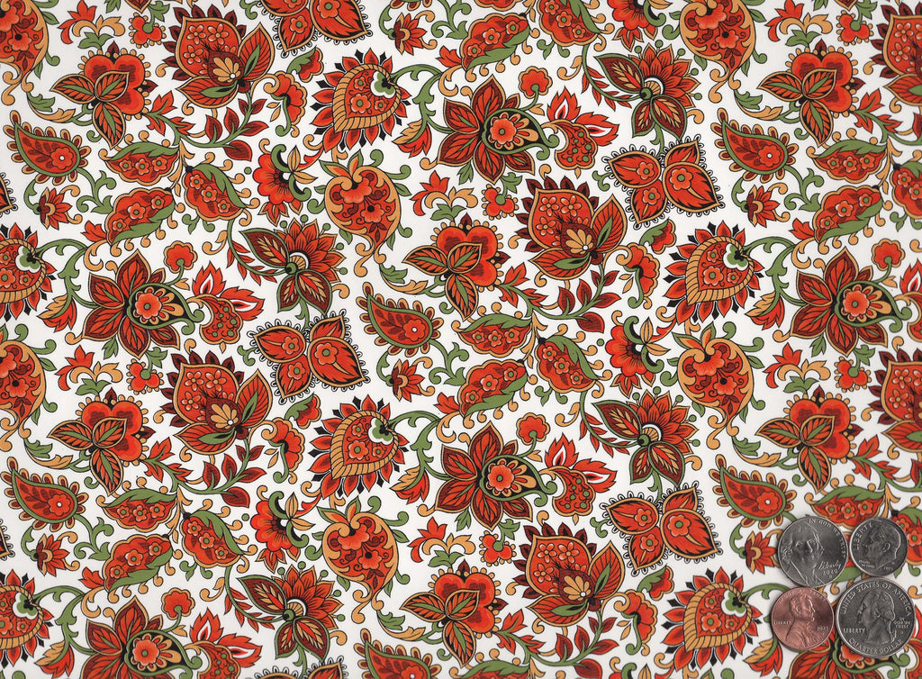 Allover Red Paisley Chintz 1 pc 9" X 13-3/4" Overglaze Ceramic Decal Sheet 2905