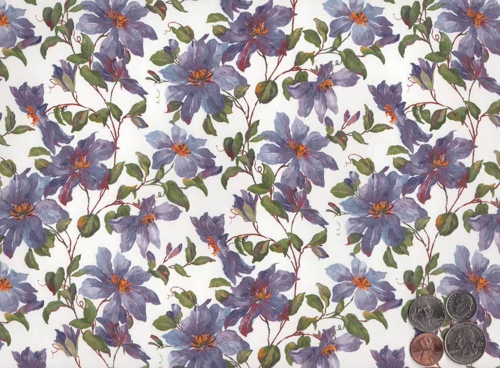 Allover Clematis Chintz 1 pc 9" X 13-3/4" Overglaze Ceramic Decal Sheet 3526