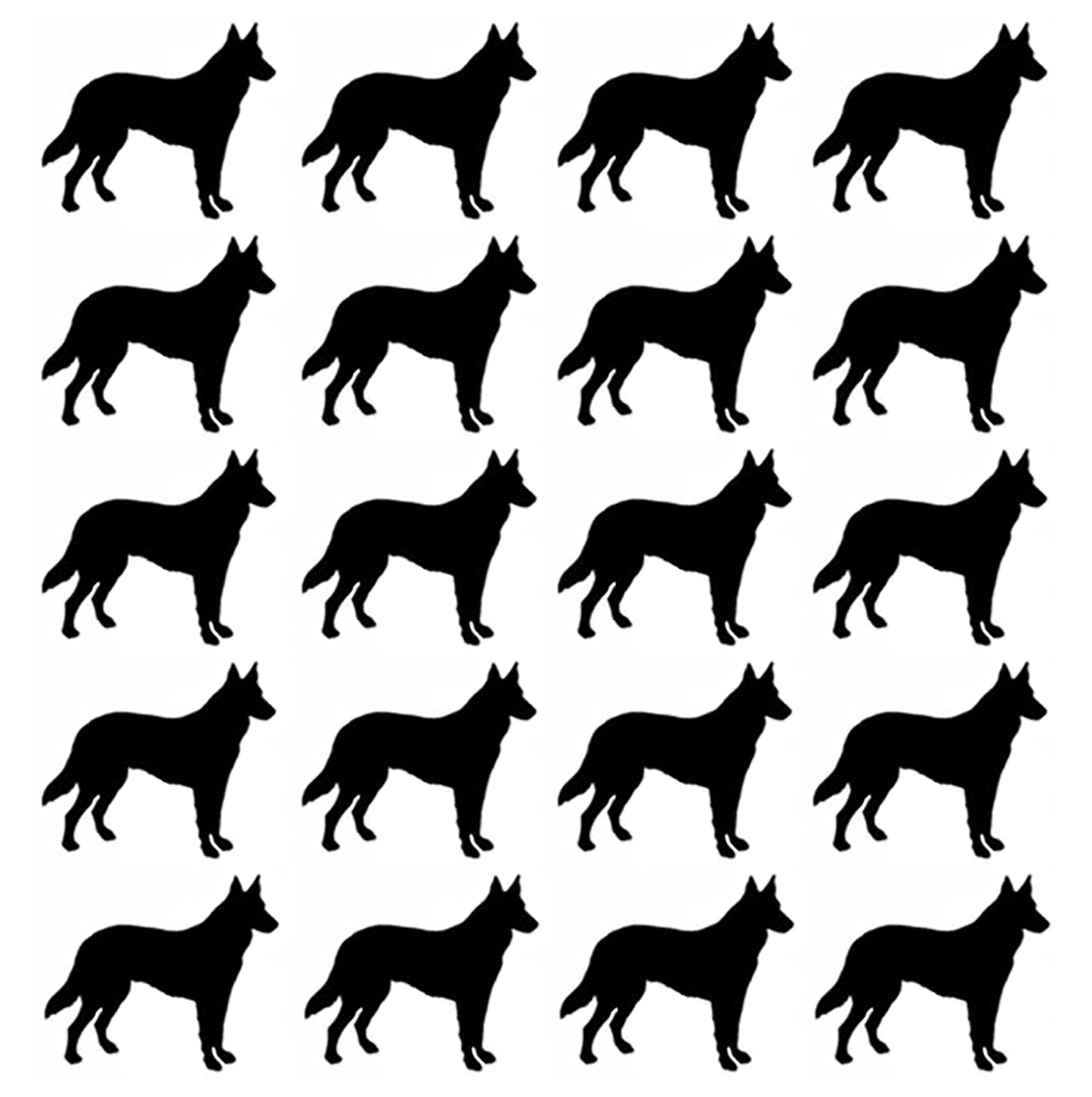 German Shepherd Dog 20 pcs 1 Inch Black Fused Glass Decals