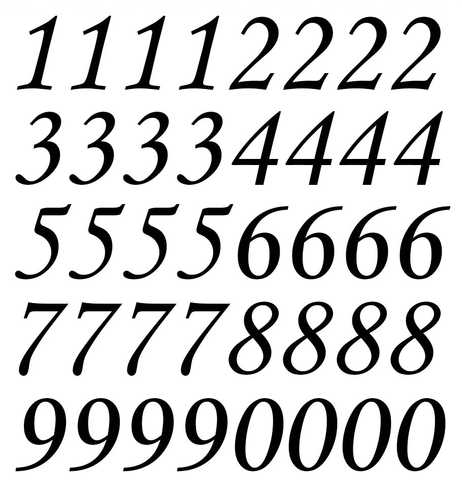 Corsiva Font Alphabet 156 pcs 0.5 Inch tall Black Fused Glass Decals