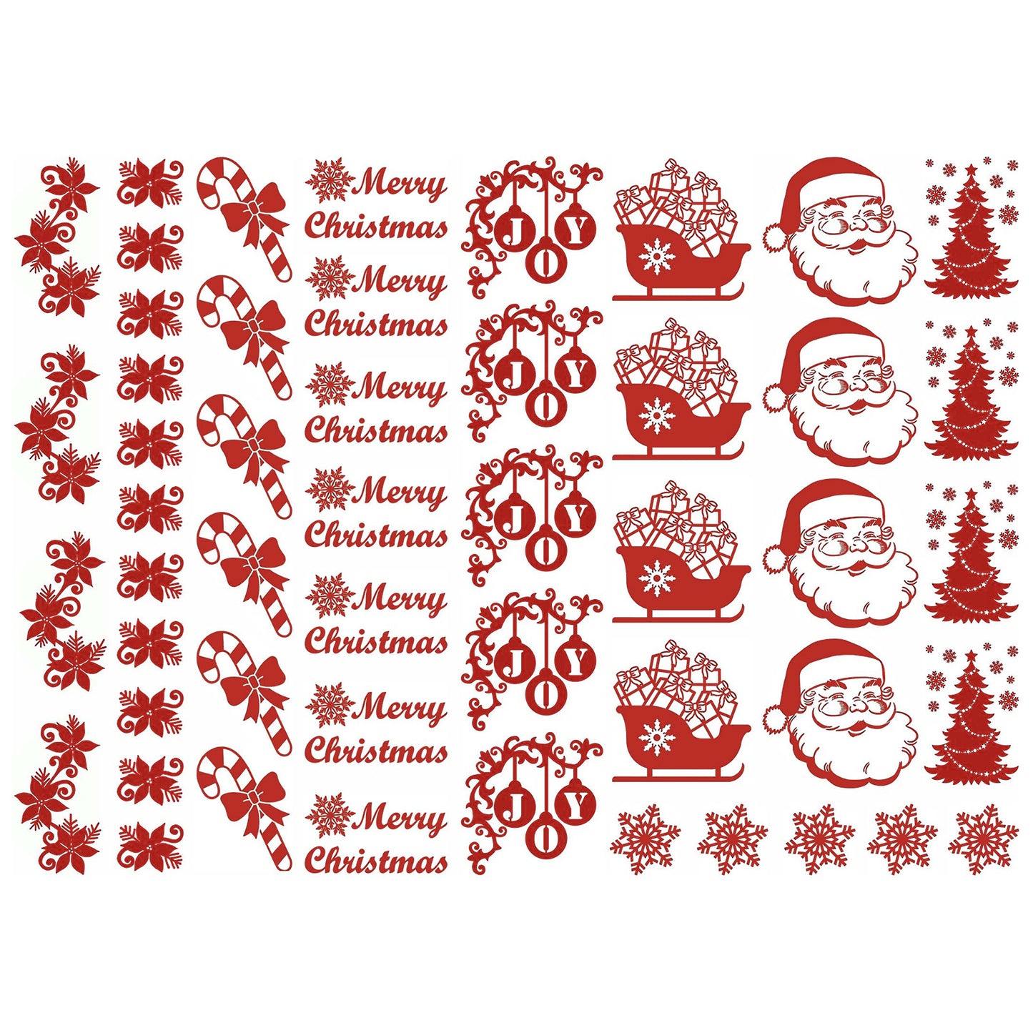 Christmas Fun 50 pcs Red Fused Glass Decals