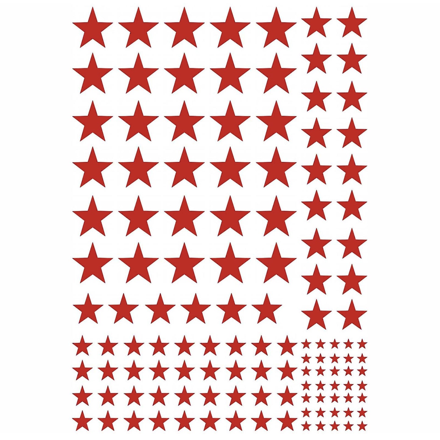 Stars 125 pcs Red Fused Glass Decals