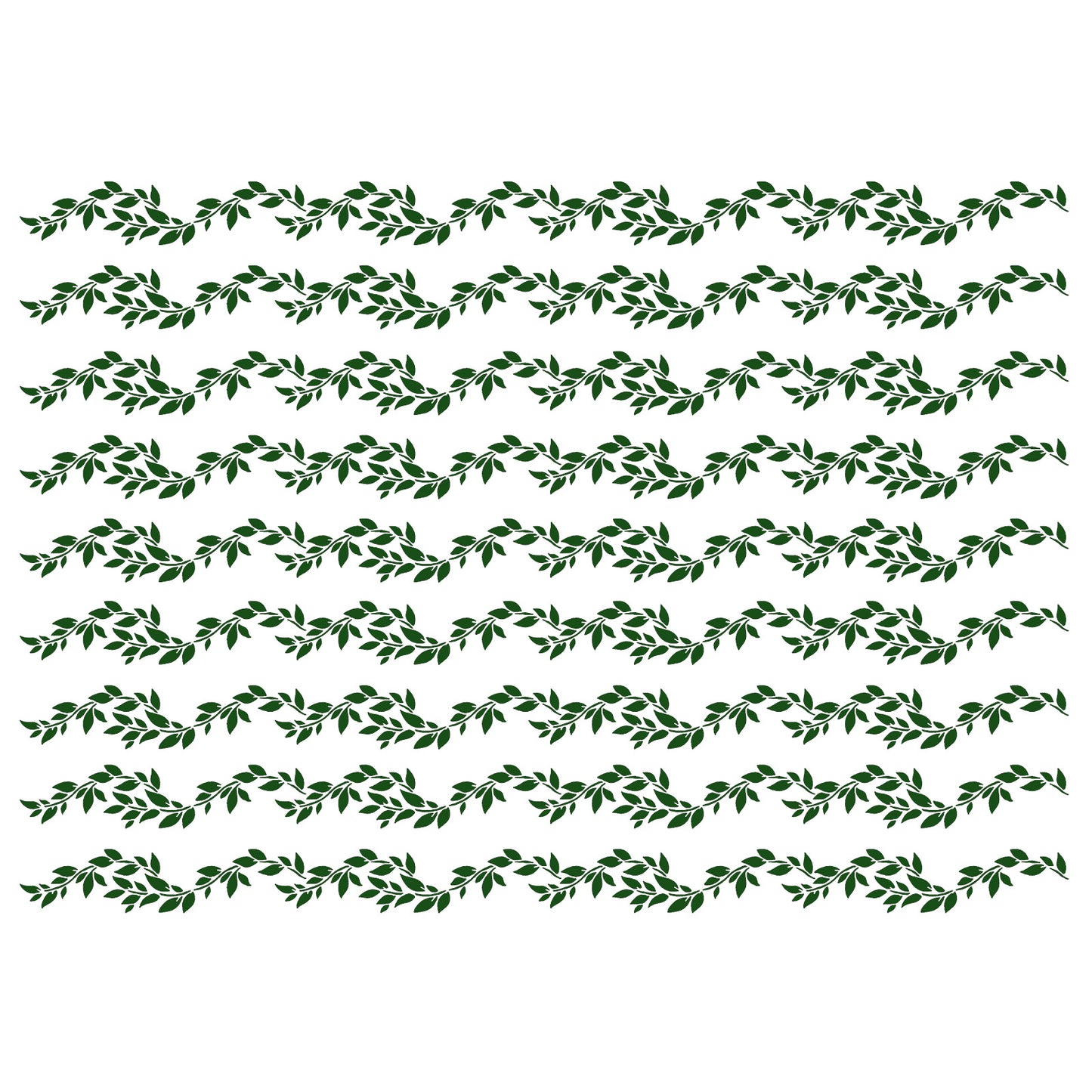 Leafy Vine Border 9 pcs 7 x 0.5 Inch Green Fused Glass Decals