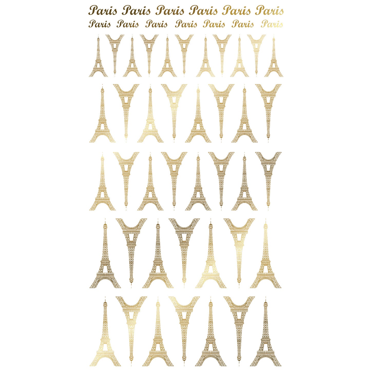 Eiffel Tower 55 pcs 22K Gold Fused Glass Decals
